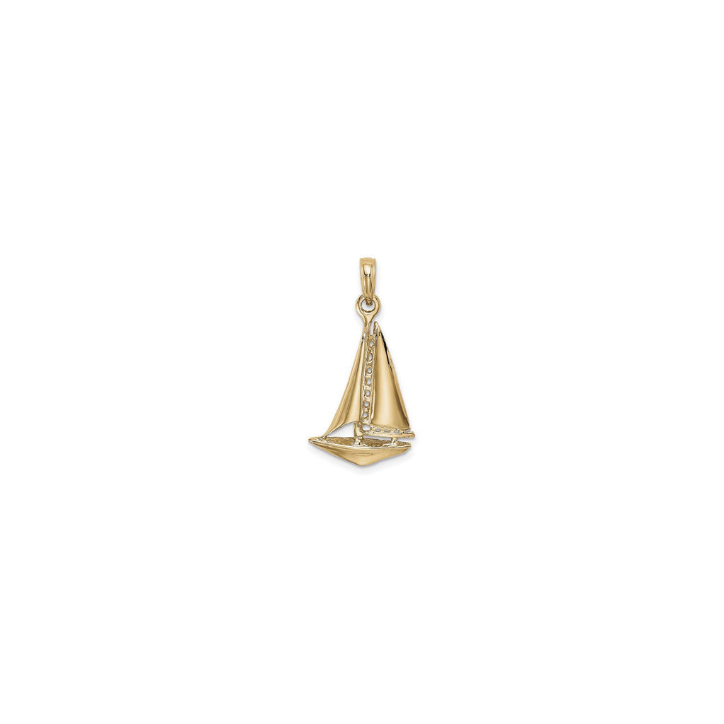 Solid popular 14K Yellow Gold Sailboat Pendant