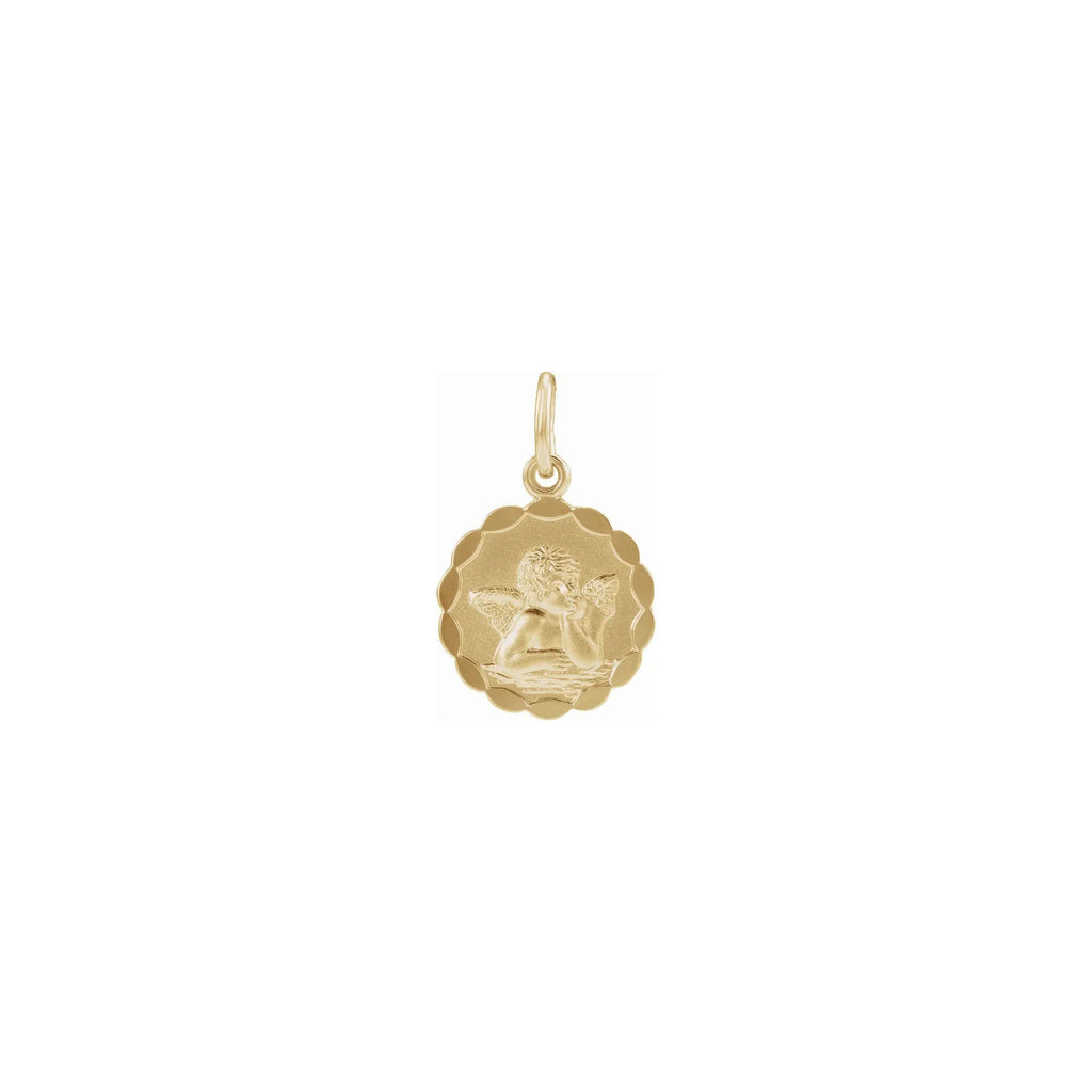 Scalloped Marquise Frame Cherub Medal Pendant (14K) – Popular J