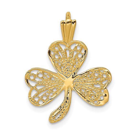 14K Gold 3-Leaf Clover Shamrock Necklace