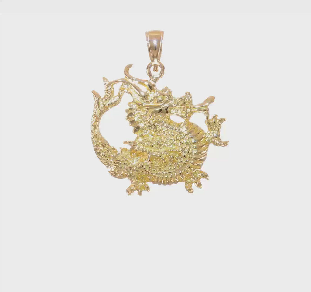 Gold Fire Dragon Charm - 14k Gold