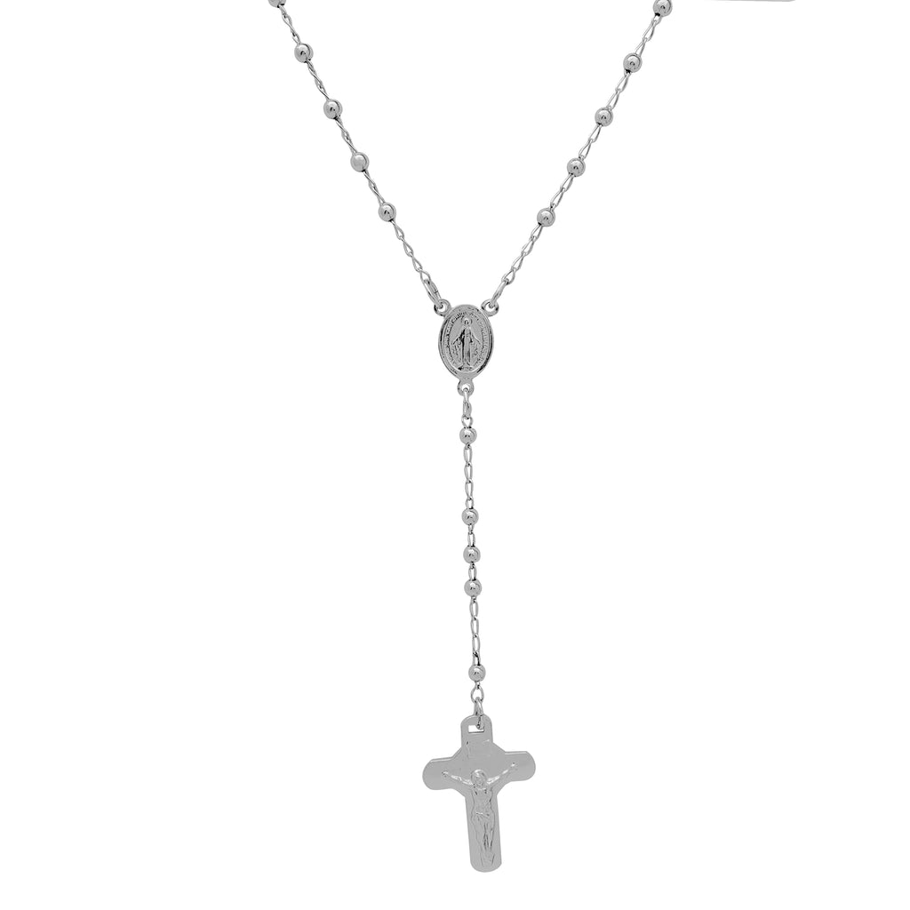 14K Solid Yellow Gold Rosary Necklace Crucifix Men's/women's 3mm