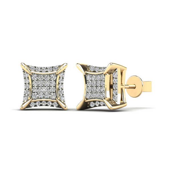 Diamond Square Stud Earrings (14K)