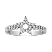 Diamond Star Cuban Band Ring (14K)