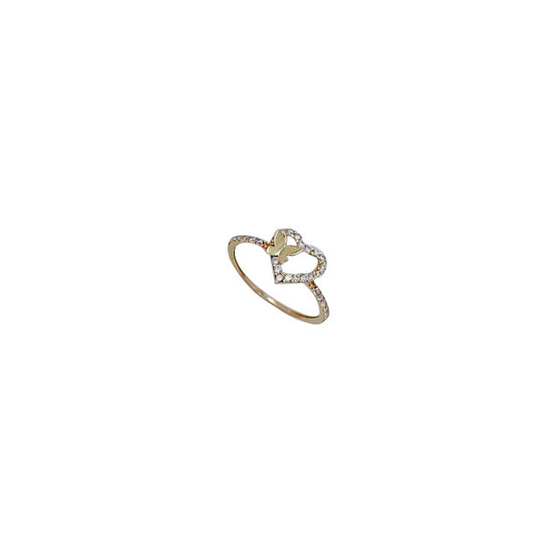 Heart with Butterfly Cubic Zirconia Ring (14K)