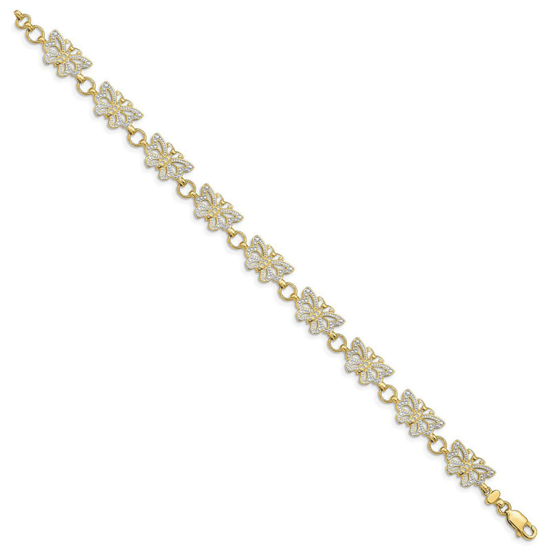 Beaded Butterfly Contour Two-Toned Bracelet (14K)