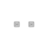 Prong Cushion Frame Diamond Stud Earrings (14K)