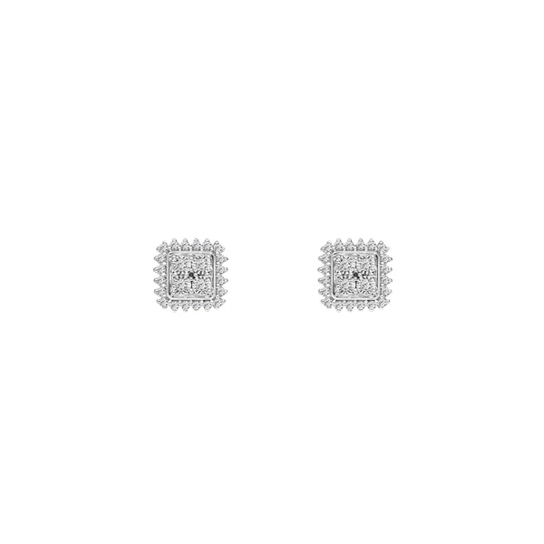 Prong Cushion Frame Diamond Stud Earrings (14K)