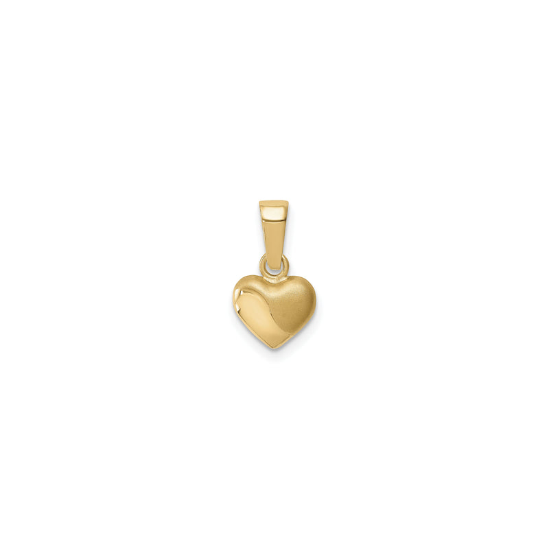 3D Satin and Shiny Puffed Heart Pendant (14K) front - Popular Jewelry - New York