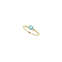 4 mm Round Natural Blue Zircon Solitaire Ring (14K) diagonal - Popular Jewelry - New York