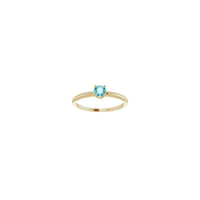 4 mm Round Natural Blue Zircon Solitaire Ring (14K) front - Popular Jewelry - New York