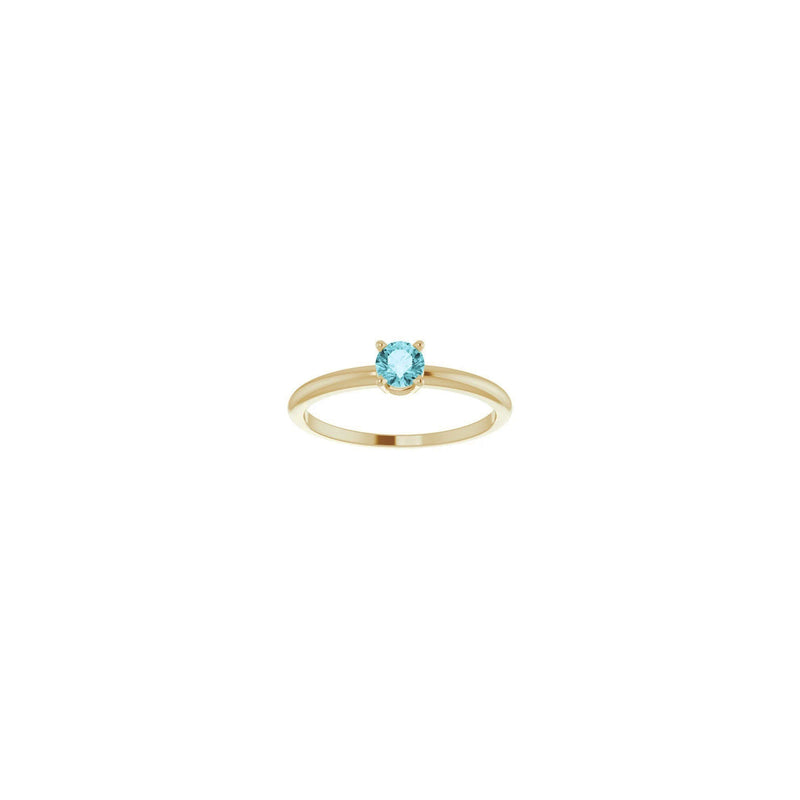 4 mm Round Natural Blue Zircon Solitaire Ring (14K) front - Popular Jewelry - New York