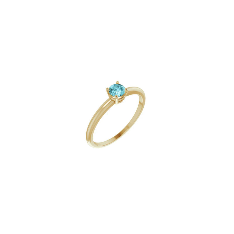 4 mm Round Natural Blue Zircon Solitaire Ring (14K) main - Popular Jewelry - New York