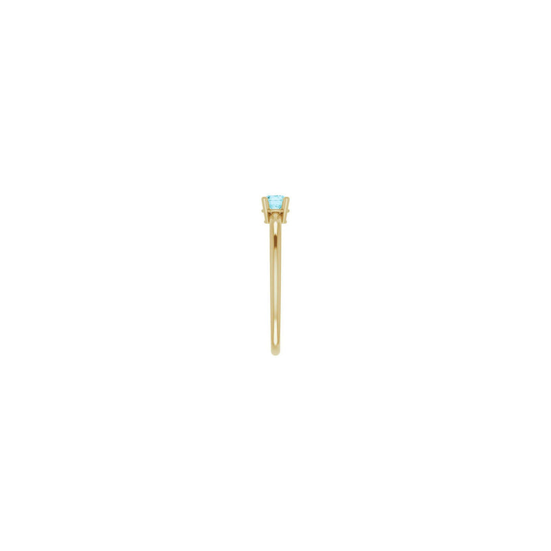 4 mm Round Natural Blue Zircon Solitaire Ring (14K) side - Popular Jewelry - New York