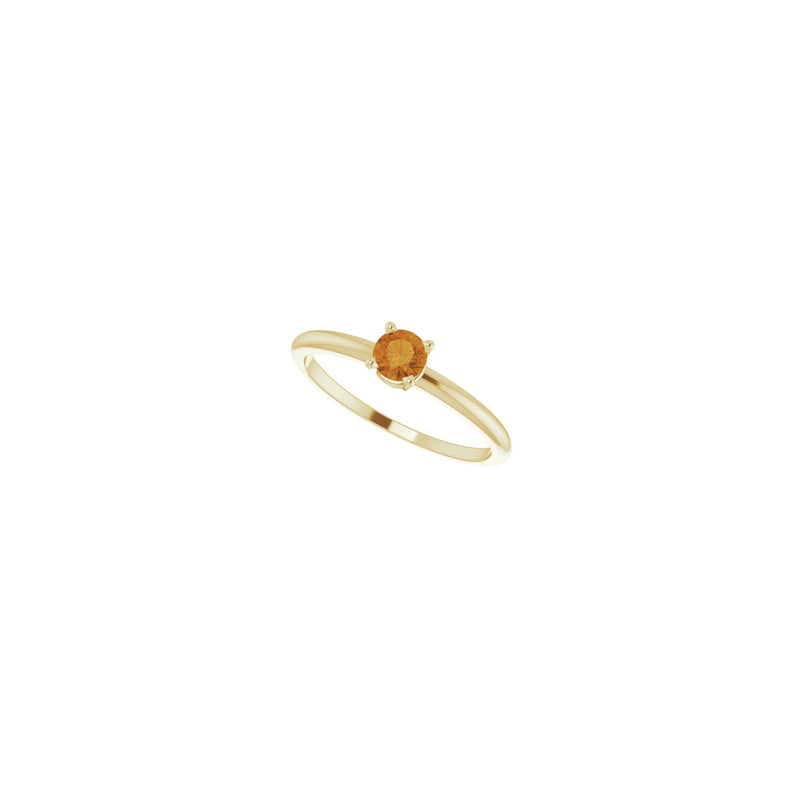 4 mm Round Natural Citrine Solitaire Ring (14K) diagonal - Popular Jewelry - New York