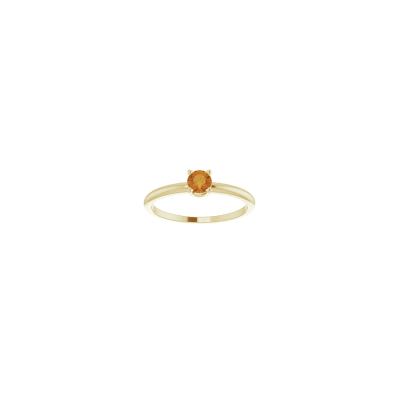 4 mm Round Natural Citrine Solitaire Ring (14K) front - Popular Jewelry - New York