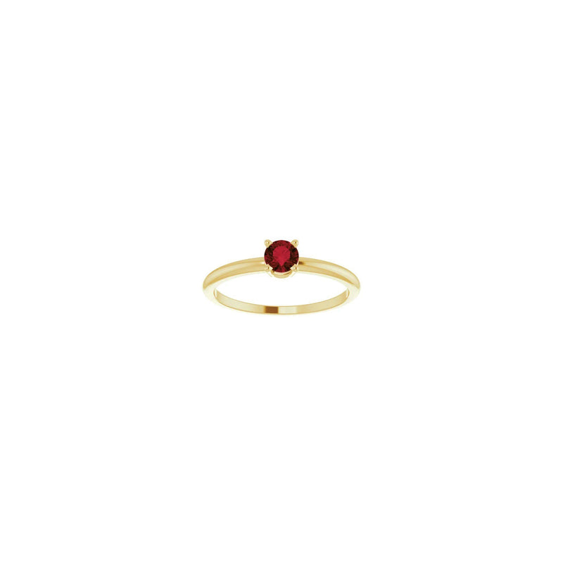 4 mm Round Natural Mozambique Garnet Solitaire Ring (14K) front - Popular Jewelry - New York