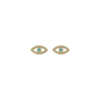 Blue Zircon and White Sapphire Evil Eye Stud Earrings (14K) front - Popular Jewelry- New York