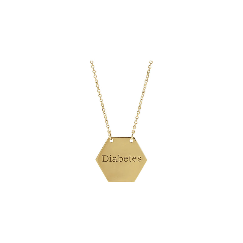 Caduceus Medical Identification Hexagon Necklace (14K) engraved - Popular Jewelry - New York