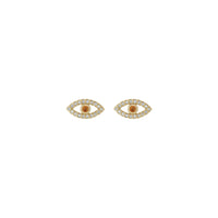 Citrine and White Sapphire Evil Eye Stud Earrings (14K) front - Popular Jewelry - New York