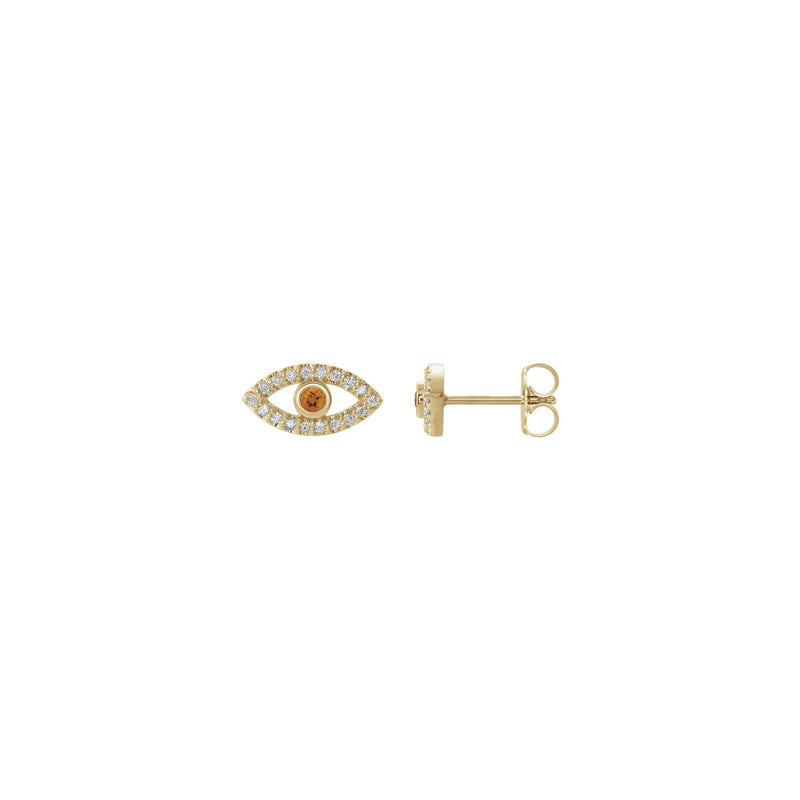 Citrine and White Sapphire Evil Eye Stud Earrings (14K) main - Popular Jewelry - New York