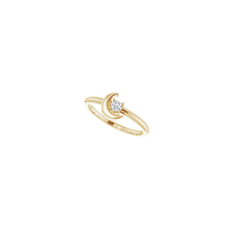 Crescent Moon with Natural Round Diamond Ring (14K) diagonal - Popular Jewelry - New York