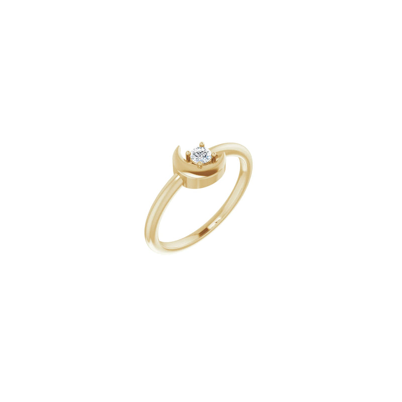 Crescent Moon with Natural Round Diamond Ring (14K) main - Popular Jewelry - New York