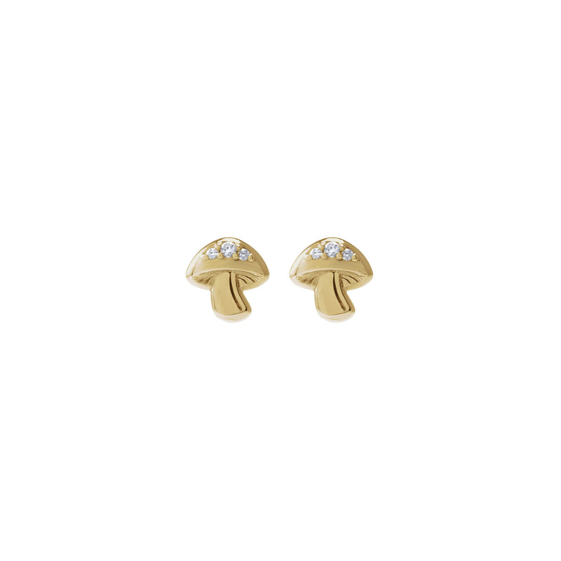 Diamond-Dot Mushroom Stud Earrings (14K) front - Popular Jewelry - New York