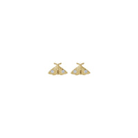 Diamond Moth Insect Stud Earrings (14K) front - Popular Jewelry - New York