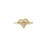 Doble Diamond Heart Outline Ring (14K) front - Popular Jewelry - New York