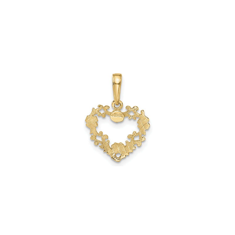 Floral Bordered Heart Outline Pendant (14K) back - Popular Jewelry - New York