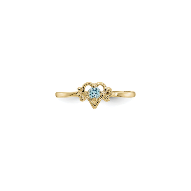 Heart Outlined December Birthstone Blue Zircon Ring (14K) front - Popular Jewelry - New York