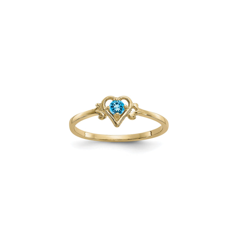 Heart Outlined December Birthstone Blue Zircon Ring (14K) main - Popular Jewelry - New York