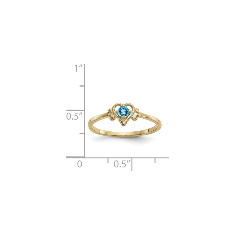 Heart Outlined December Birthstone Blue Zircon Ring (14K) scale - Popular Jewelry - New York