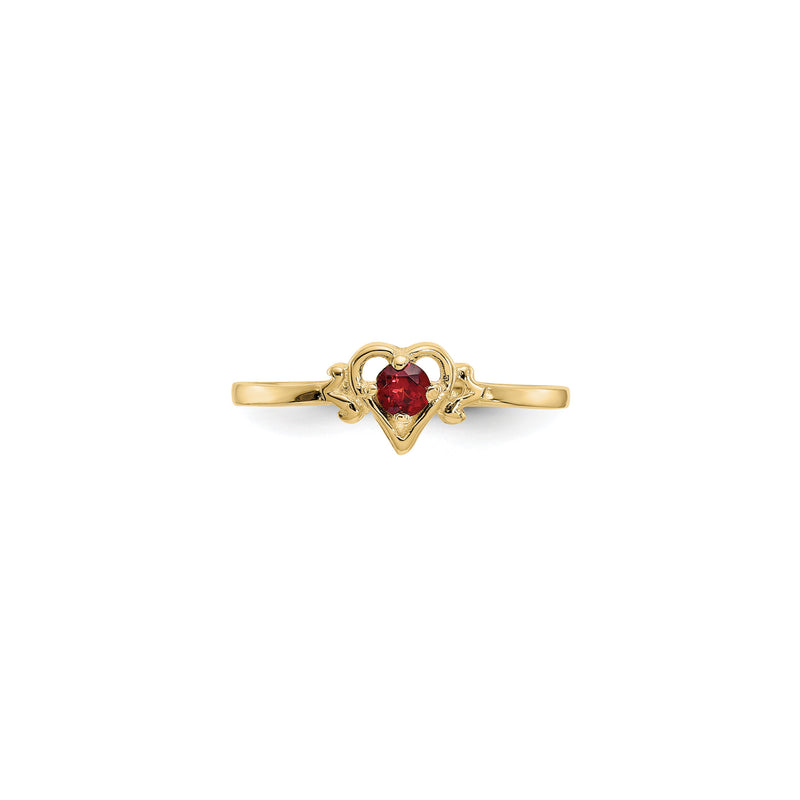 Heart Outlined January Birthstone Garnet Ring (14K) front - Popular Jewelry - New York