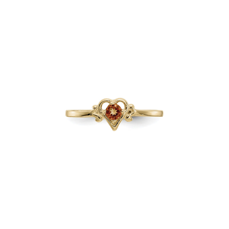 Heart Outlined November Birthstone Citrine Ring (14K) front - Popular Jewelry - New York