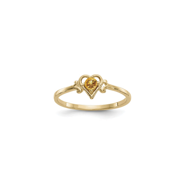 Heart Outlined November Birthstone Citrine Ring (14K) main - Popular Jewelry - New York