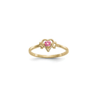 Heart Outlined October Birthstone Pink Tourmaline Ring (14K) diagonal - Popular Jewelry - New York