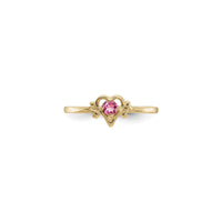 Heart Outlined October Birthstone Pink Tourmaline Ring (14K) front - Popular Jewelry - New York