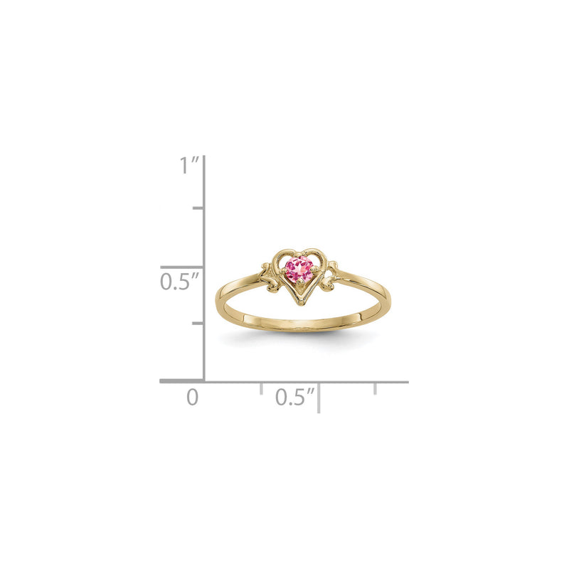 Heart Outlined October Birthstone Pink Tourmaline Ring (14K) scale - Popular Jewelry - New York