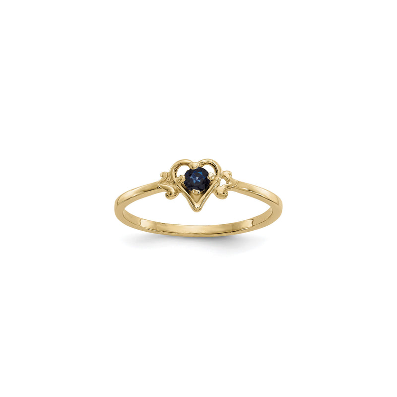 Heart Outlined September Birthstone Blue Sapphire Ring (14K) diagonal - Popular Jewelry - New York