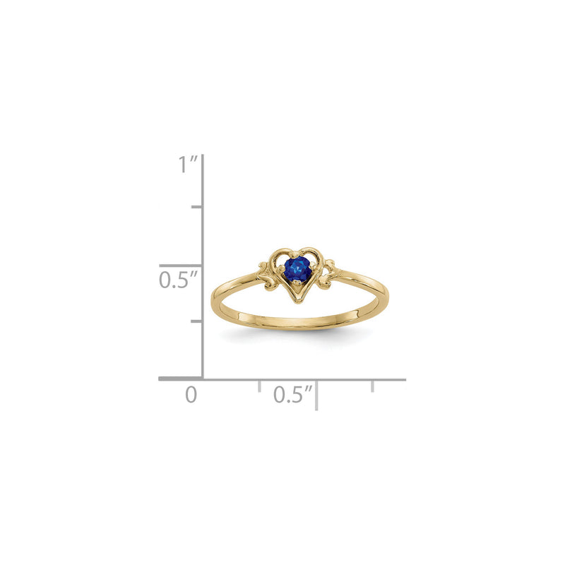 Heart Outlined September Birthstone Blue Sapphire Ring (14K) scale - Popular Jewelry - New York