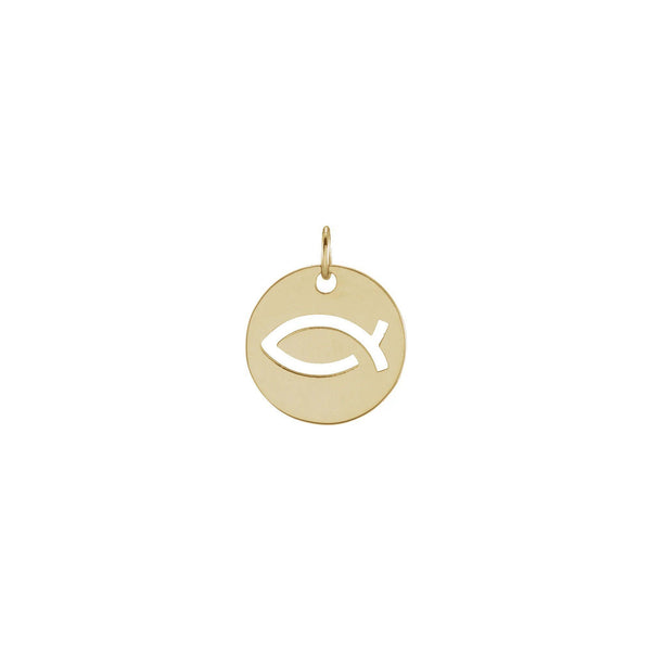 Ichthus Religious Fish Symbol Pendant (14K) front - Popular Jewelry - New York