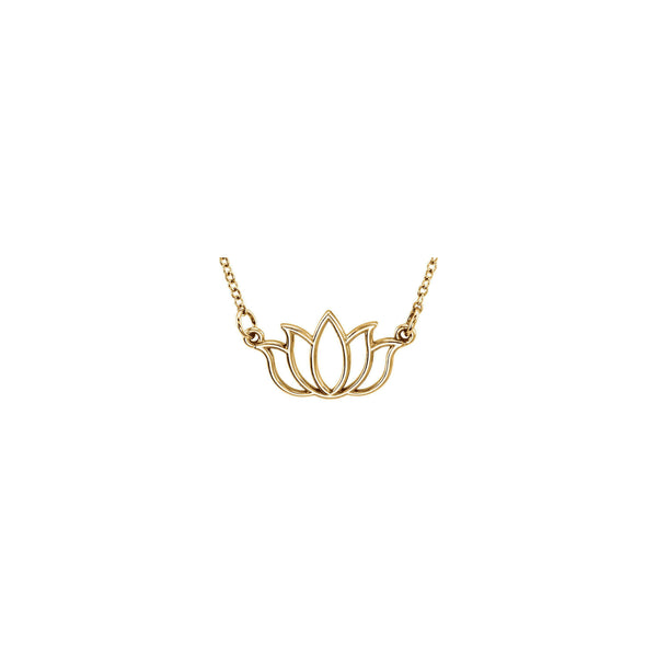 Lotus Flower Outline Necklace (14K) front - Popular Jewelry - New York