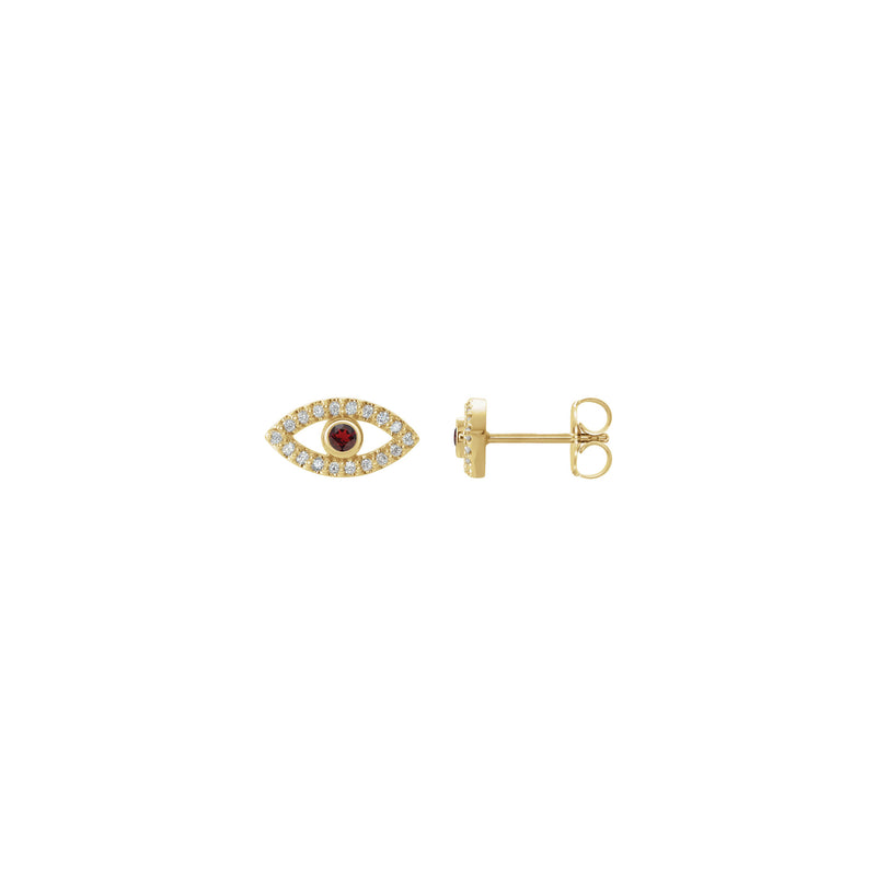 Mozambique Garnet and White Sapphire Evil Eye Stud Earrings (14K) main - Popular Jewelry - New York