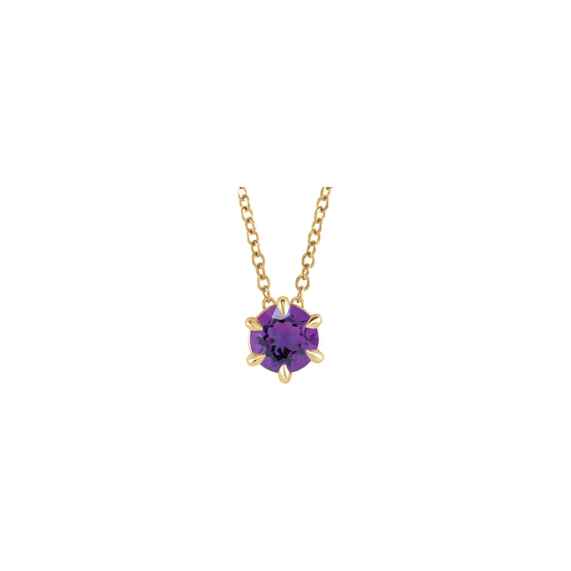 Natural Amethyst Solitaire Claw Necklace (14K) front - Popular Jewelry - New York