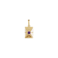 Natural Amethyst Starburst Rectangular Bar Pendant (14K) front - Popular Jewelry - New York