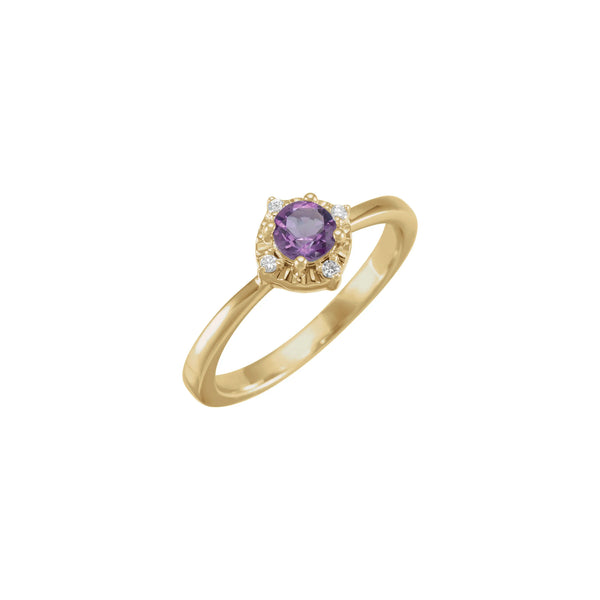 Natural Amethyst and Natural Diamond Accent Halo Ring (14K) main - Popular Jewelry - New York