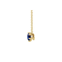 Natural Blue Sapphire Solitaire Claw Necklace (14K) side - Popular Jewelry - New York