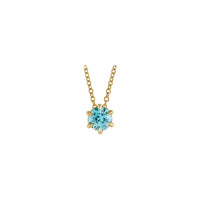 Natural Blue Zircon Solitaire Claw Necklace (14K) front - Popular Jewelry - New York