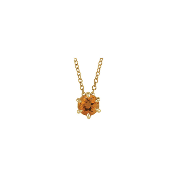 Natural Citrine Solitaire Claw Necklace (14K) front - Popular Jewelry - New York